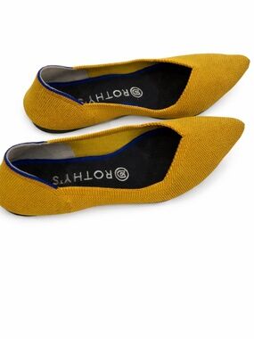Rothy’s Mustard Yellow Pointed Knit Flats Washable Women’s Shoes size 8W